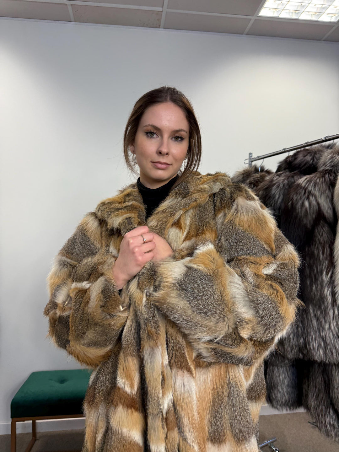 Luxury Fox Fur Coat, XL Size, Grey Fox Coat, Vintage Fur Coat, Full-Length Coat, Grey Fox Fur, Soft Fur, Women's Fur Coat, Real Fox Fur Coat