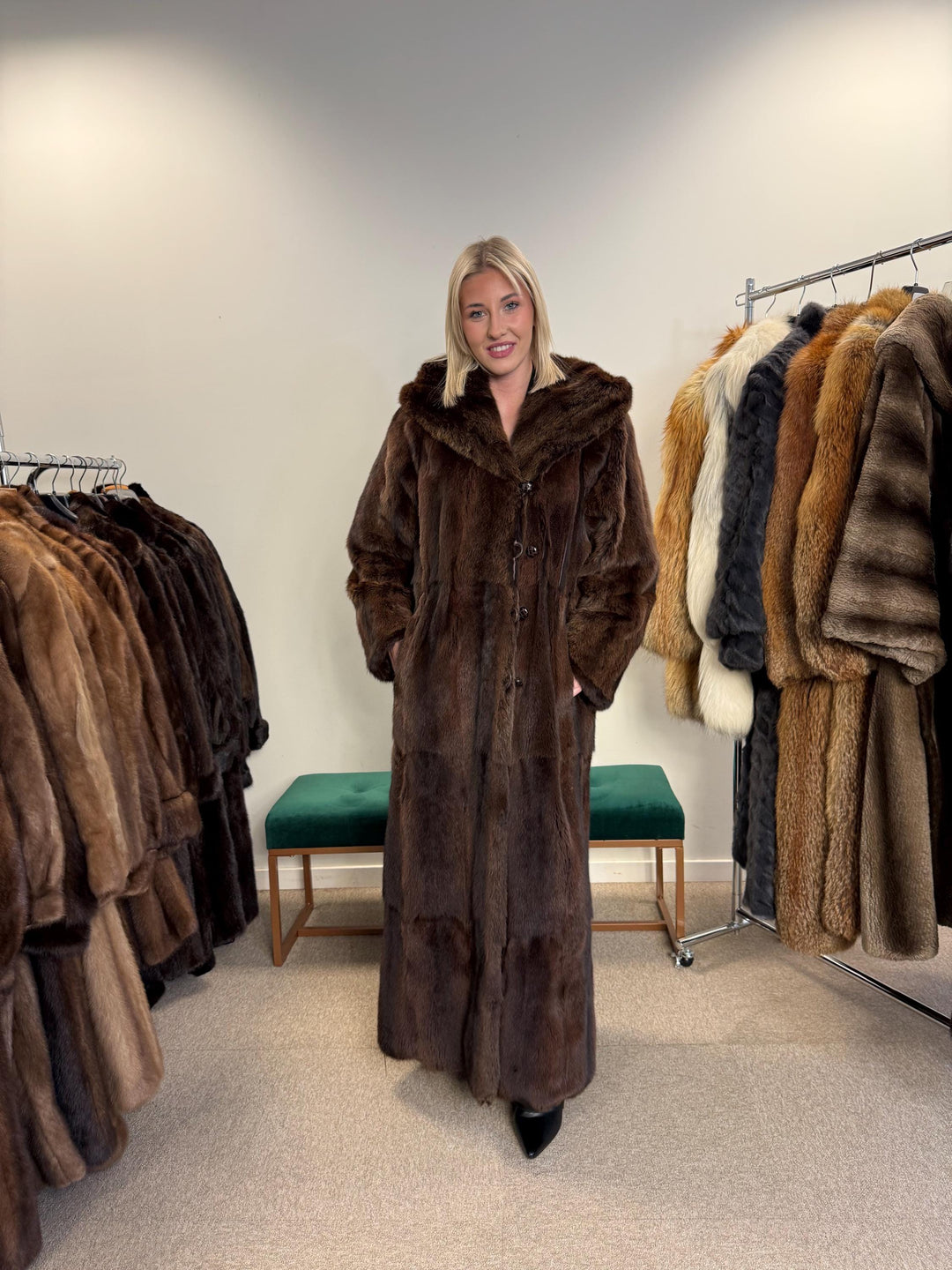 Brown Weasel Coat, Medium Size, Extra Full Length Coat, Real Weasel Fur Coat, Weasel Coat Women, Vintage Fur Coat, Full-Length Coat, Coats