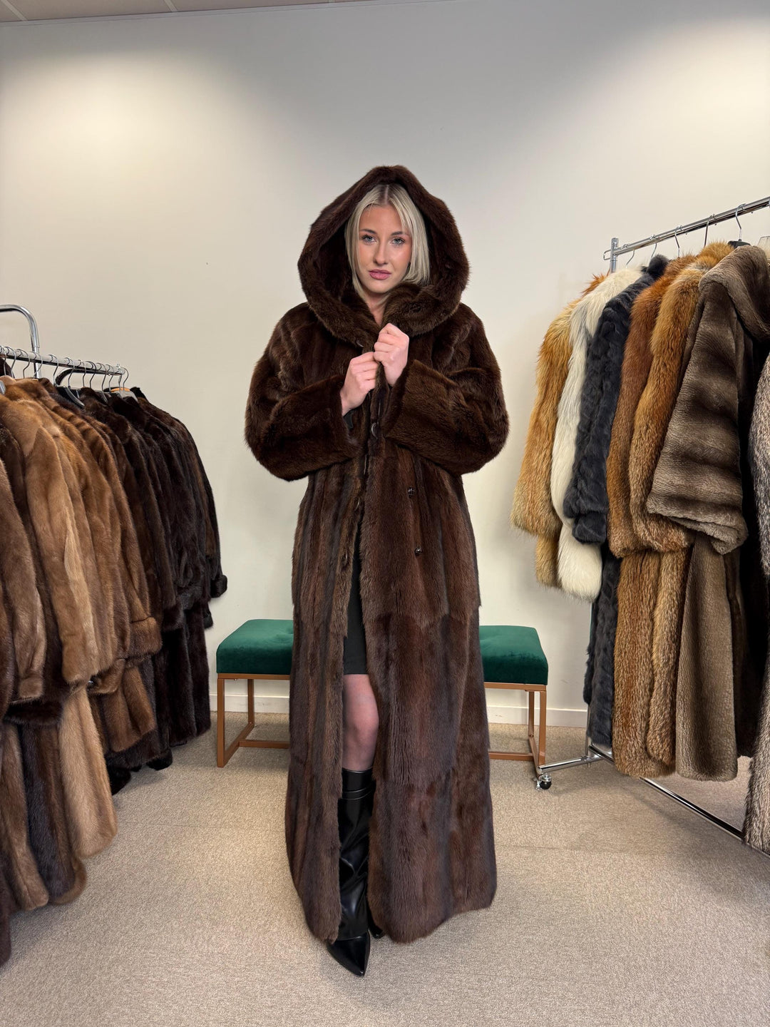 Brown Weasel Coat, Medium Size, Extra Full Length Coat, Real Weasel Fur Coat, Weasel Coat Women, Vintage Fur Coat, Full-Length Coat, Coats