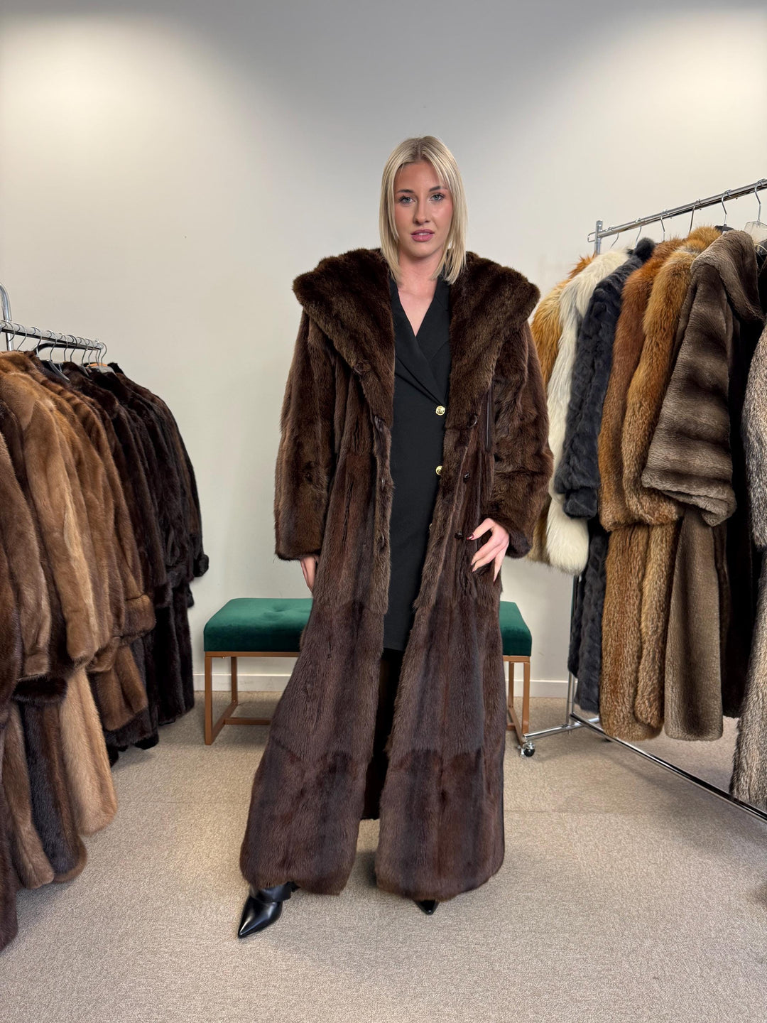 Brown Weasel Coat, Medium Size, Extra Full Length Coat, Real Weasel Fur Coat, Weasel Coat Women, Vintage Fur Coat, Full-Length Coat, Coats
