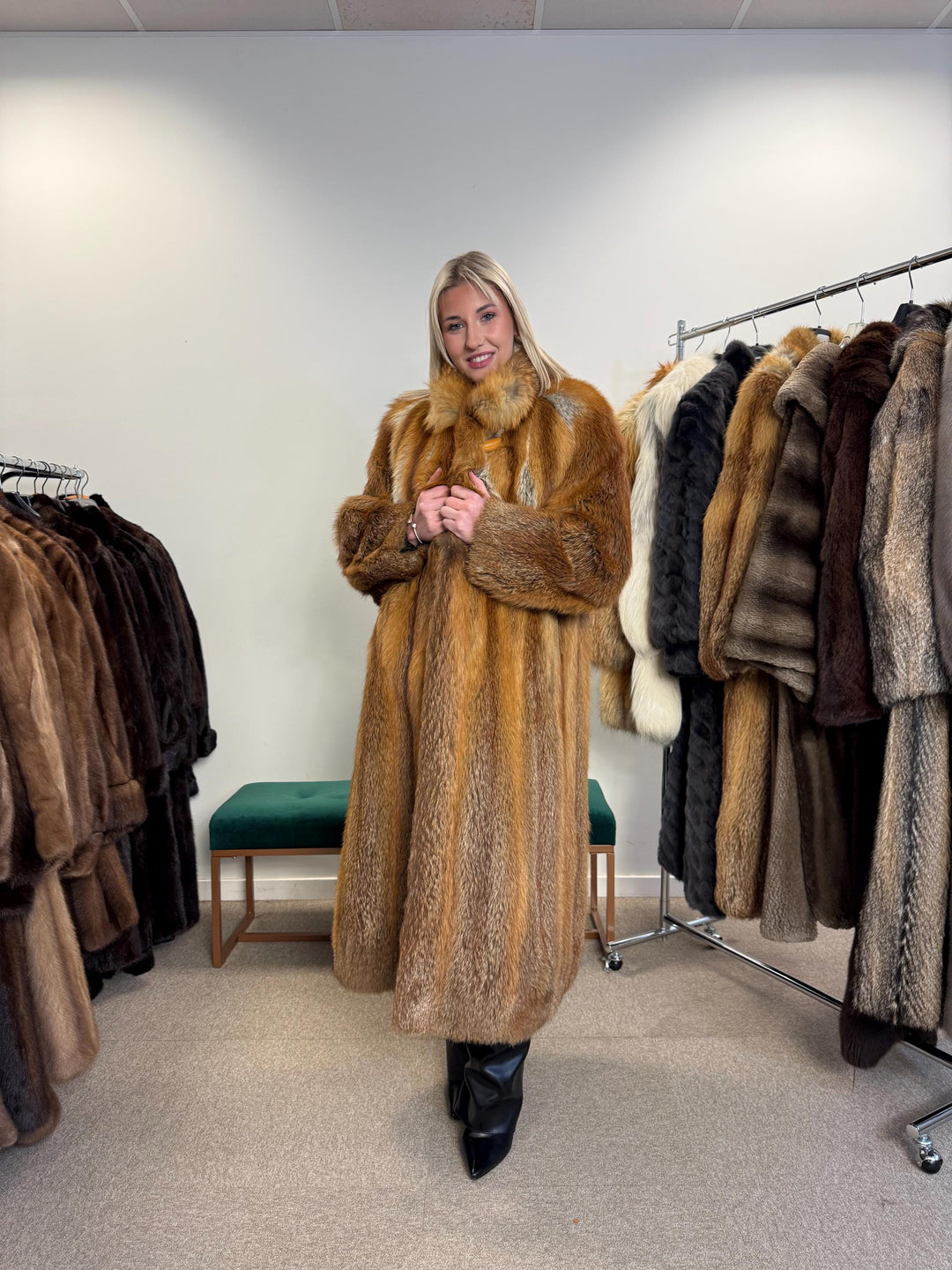 Full-Length Red Fox Coat, Medium Size, Fur Coat, Soft Fox Coat, Fur Coats Women, Real Fox Coat, Red Fox Coat, Real Fox Fur, Vintage Fur Coat