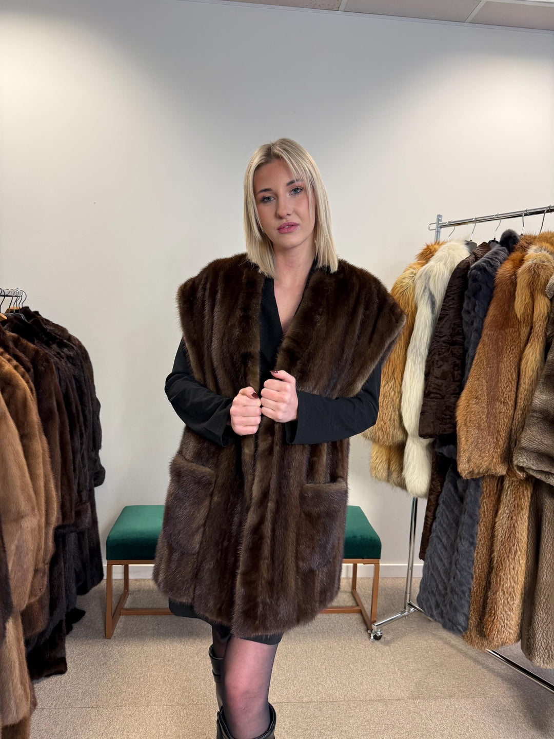 Dark Brown Mink Vest - XL Size, High Quality Fur, Luxurious Design, Perfect for Stylish and Elegant Fashion Statements, Vintage Fur Vest