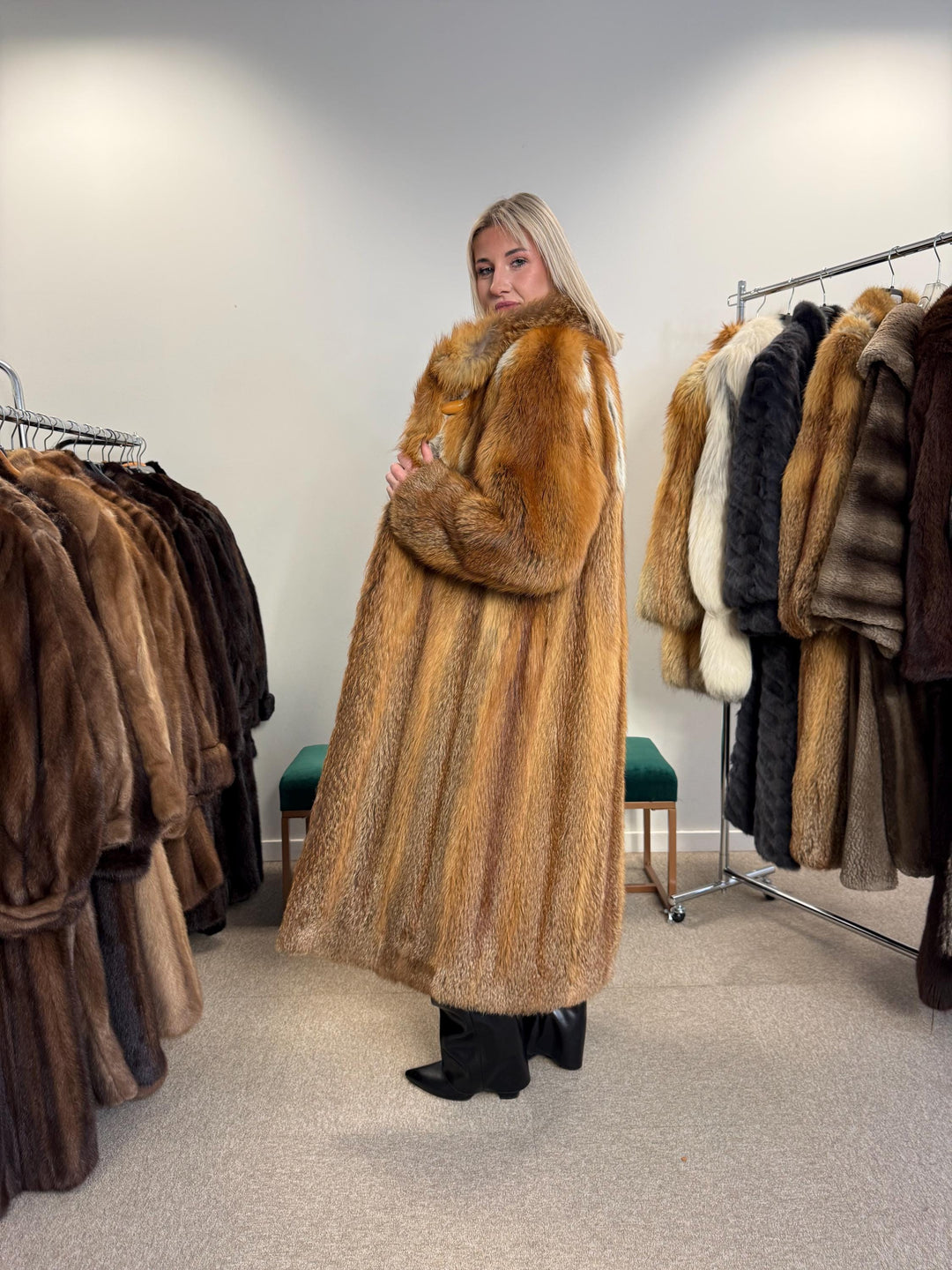 Full-Length Red Fox Coat, Medium Size, Fur Coat, Soft Fox Coat, Fur Coats Women, Real Fox Coat, Red Fox Coat, Real Fox Fur, Vintage Fur Coat