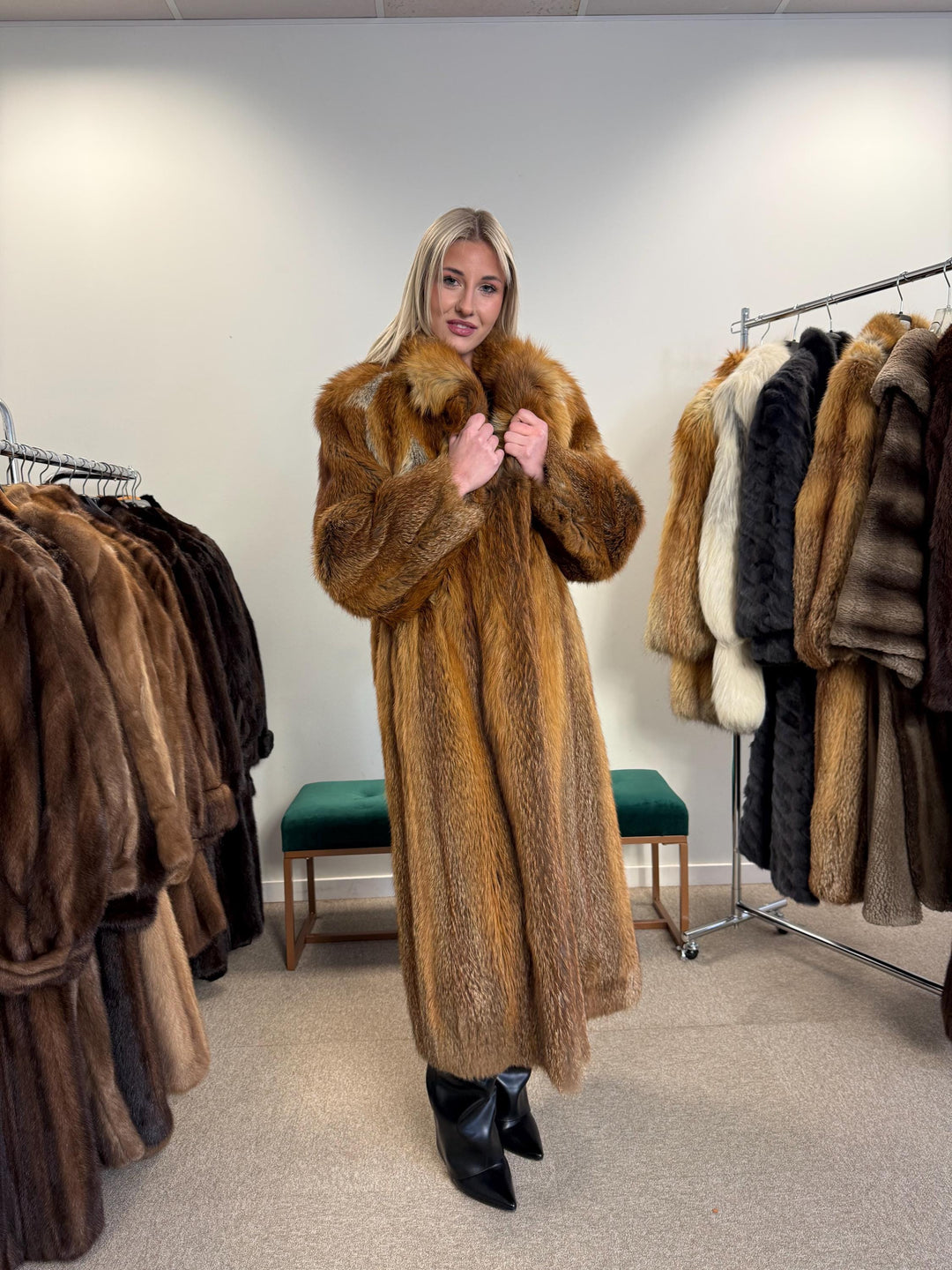 Full-Length Red Fox Coat, Medium Size, Fur Coat, Soft Fox Coat, Fur Coats Women, Real Fox Coat, Red Fox Coat, Real Fox Fur, Vintage Fur Coat