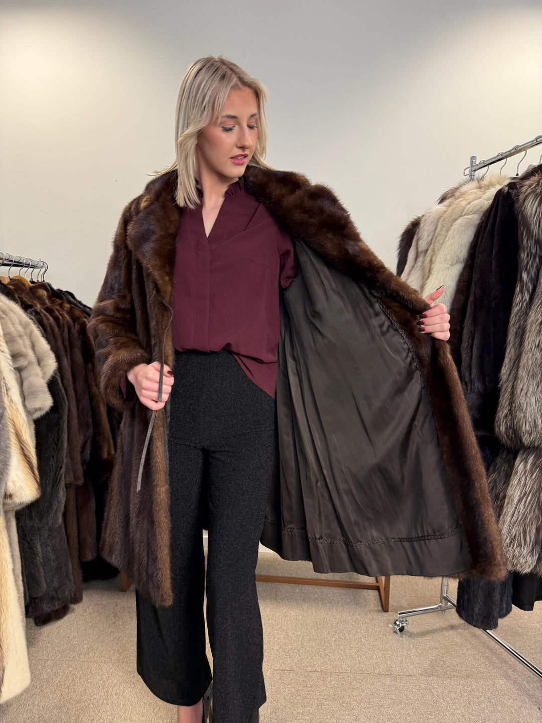 Brown Mink Coat, Large Size, Real Mink Fur Coat, Thick Brown Mink, Fur Coat, Real Fur Coat, Women's Fur Coat, Mink Fur Coat, Brown Mink Fur