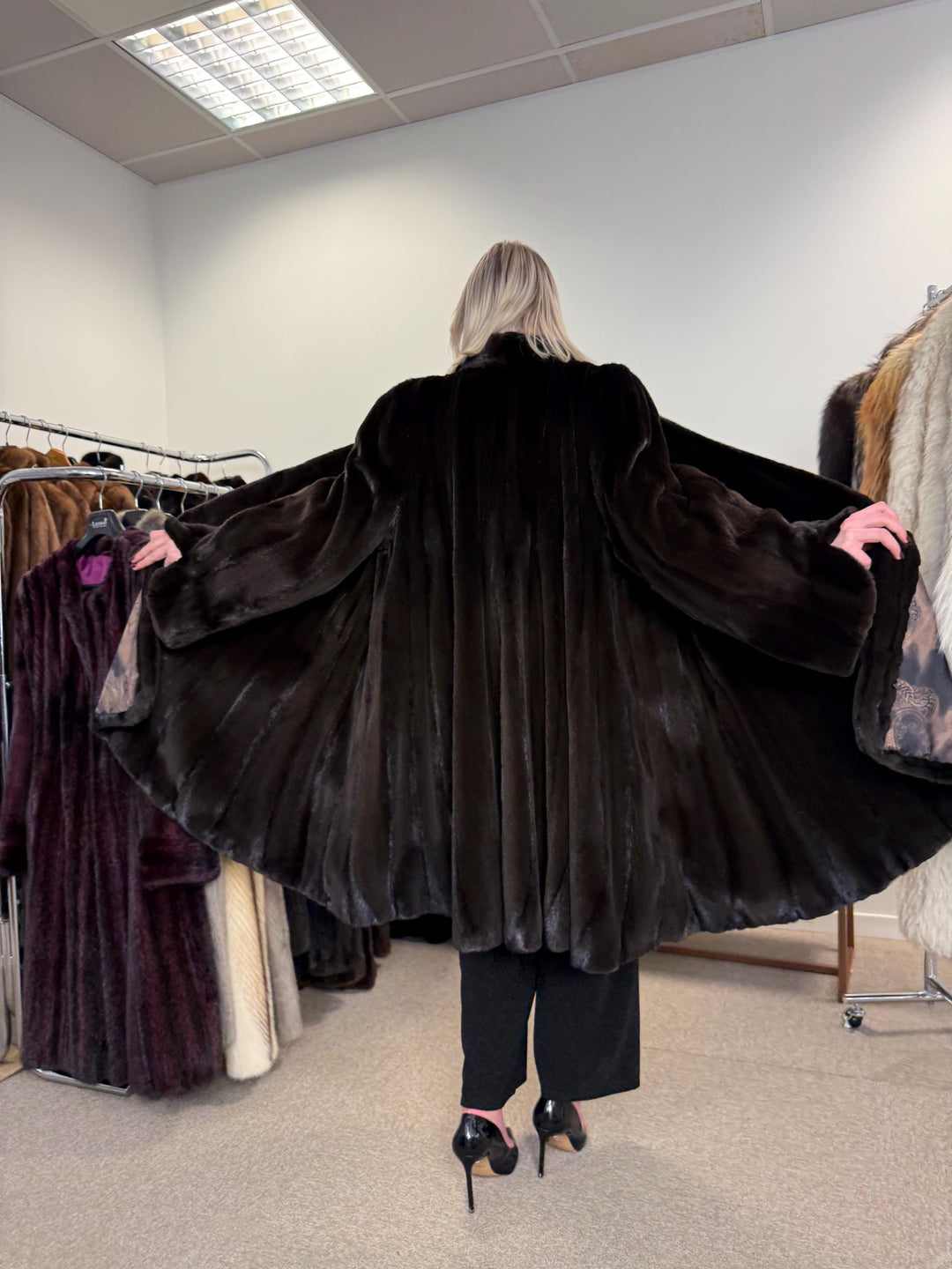 Sheared Mink Fur Coat, 4XL Size, Dark Brown Mink Coat, Swinger Mink Coat, Real Fur Coat, Vintage Fur Coat, Fur Coat Women, Mink Fur Coat