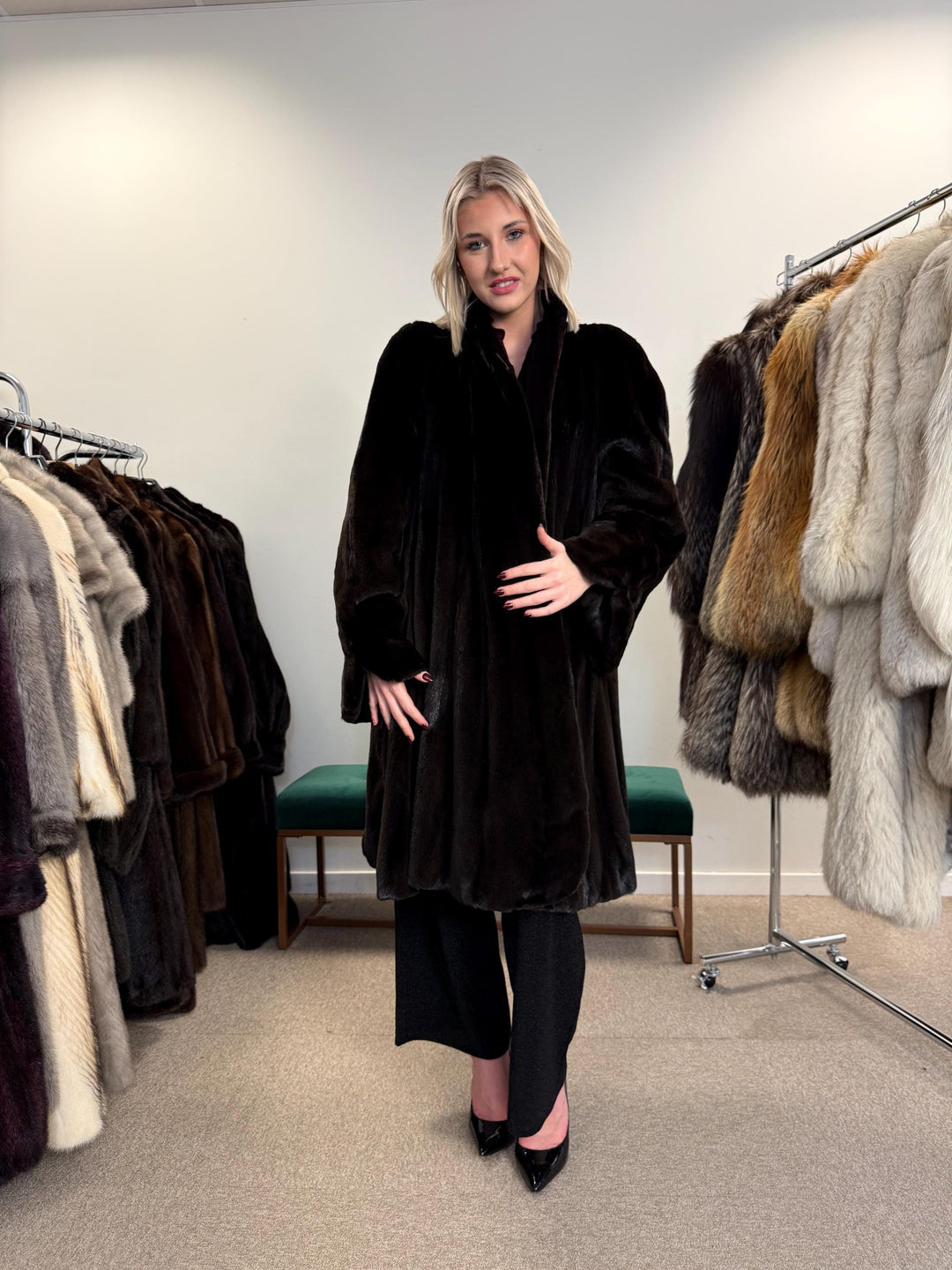 Sheared Mink Fur Coat, 4XL Size, Dark Brown Mink Coat, Swinger Mink Coat, Real Fur Coat, Vintage Fur Coat, Fur Coat Women, Mink Fur Coat