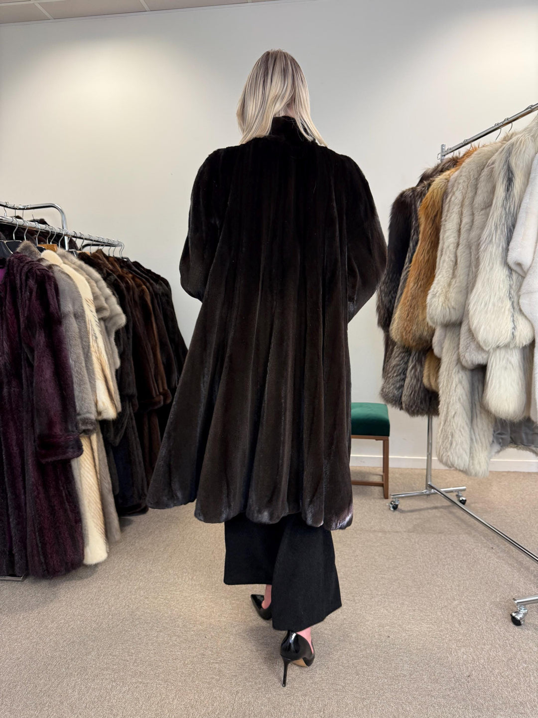 Sheared Mink Fur Coat, 4XL Size, Dark Brown Mink Coat, Swinger Mink Coat, Real Fur Coat, Vintage Fur Coat, Fur Coat Women, Mink Fur Coat