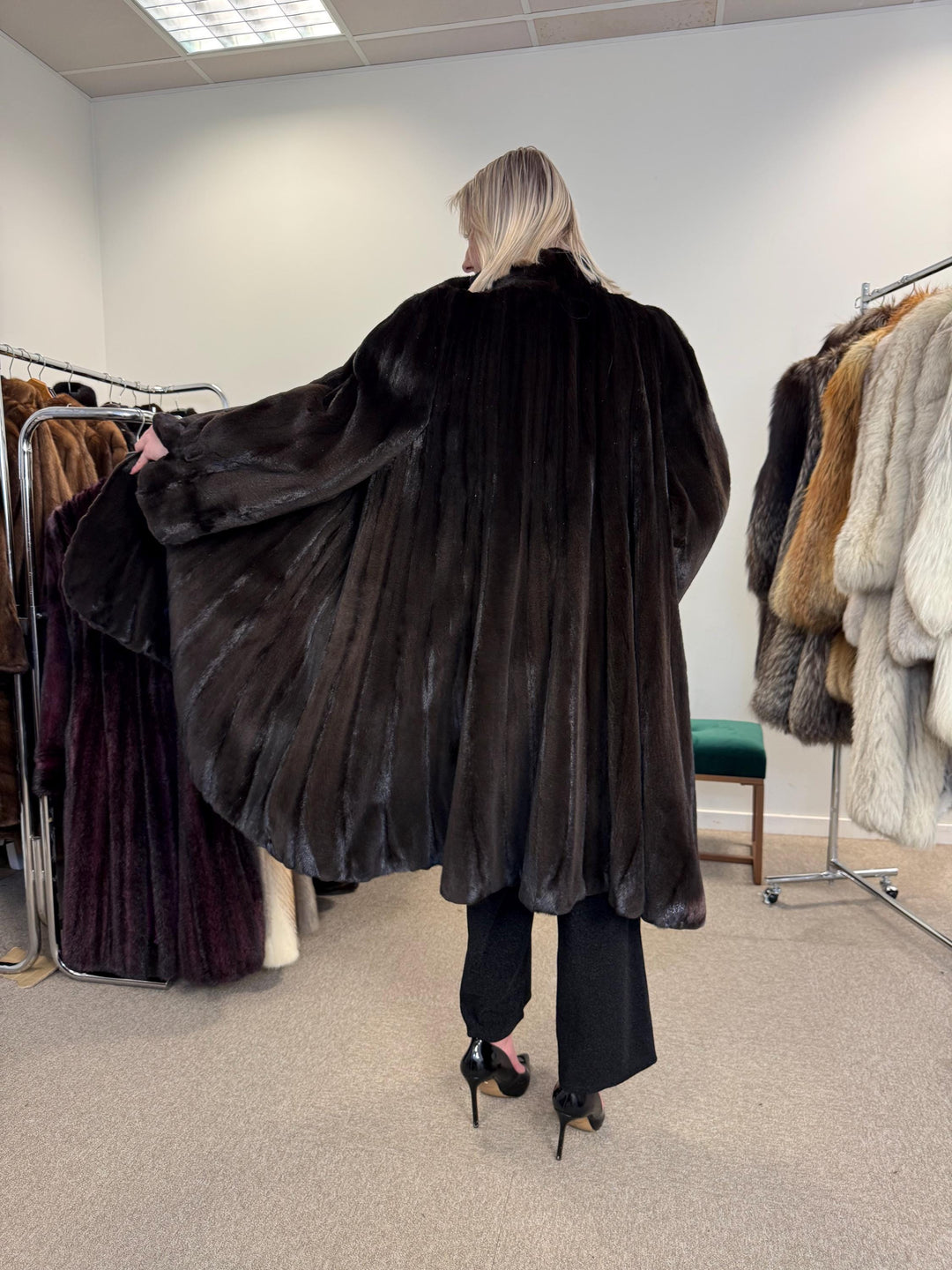 Sheared Mink Fur Coat, 4XL Size, Dark Brown Mink Coat, Swinger Mink Coat, Real Fur Coat, Vintage Fur Coat, Fur Coat Women, Mink Fur Coat