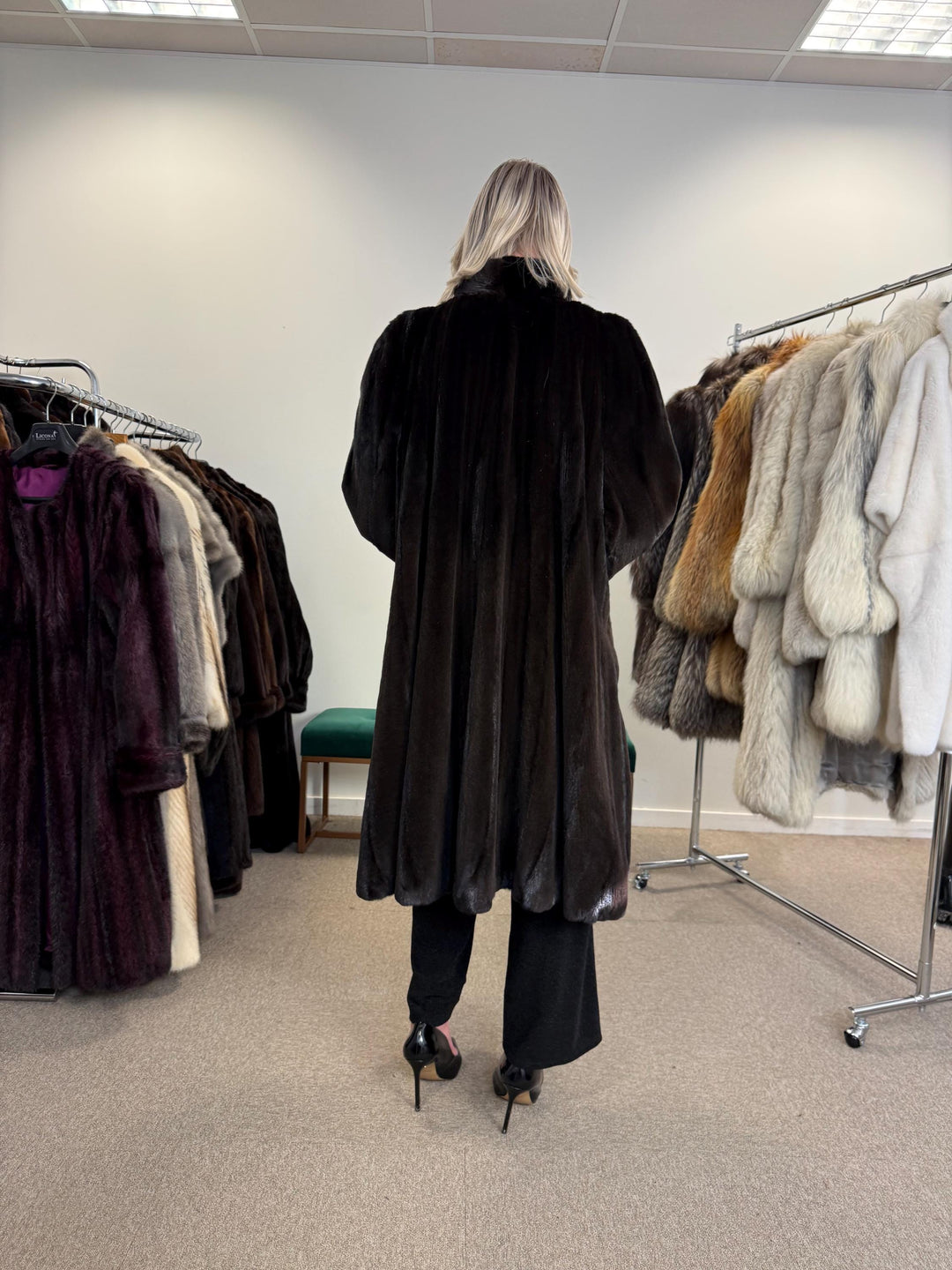 Sheared Mink Fur Coat, 4XL Size, Dark Brown Mink Coat, Swinger Mink Coat, Real Fur Coat, Vintage Fur Coat, Fur Coat Women, Mink Fur Coat