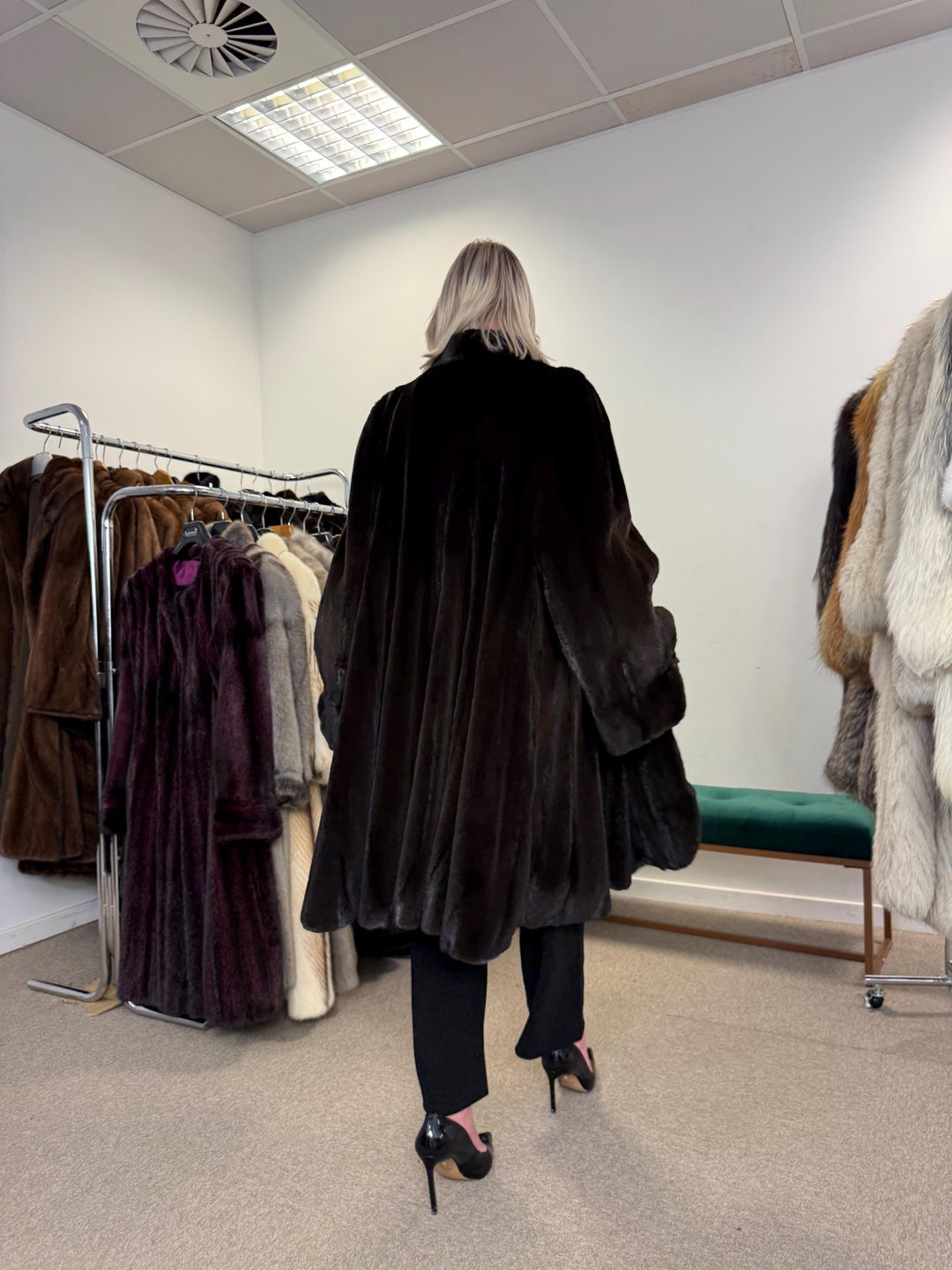 Sheared Mink Fur Coat, 4XL Size, Dark Brown Mink Coat, Swinger Mink Coat, Real Fur Coat, Vintage Fur Coat, Fur Coat Women, Mink Fur Coat