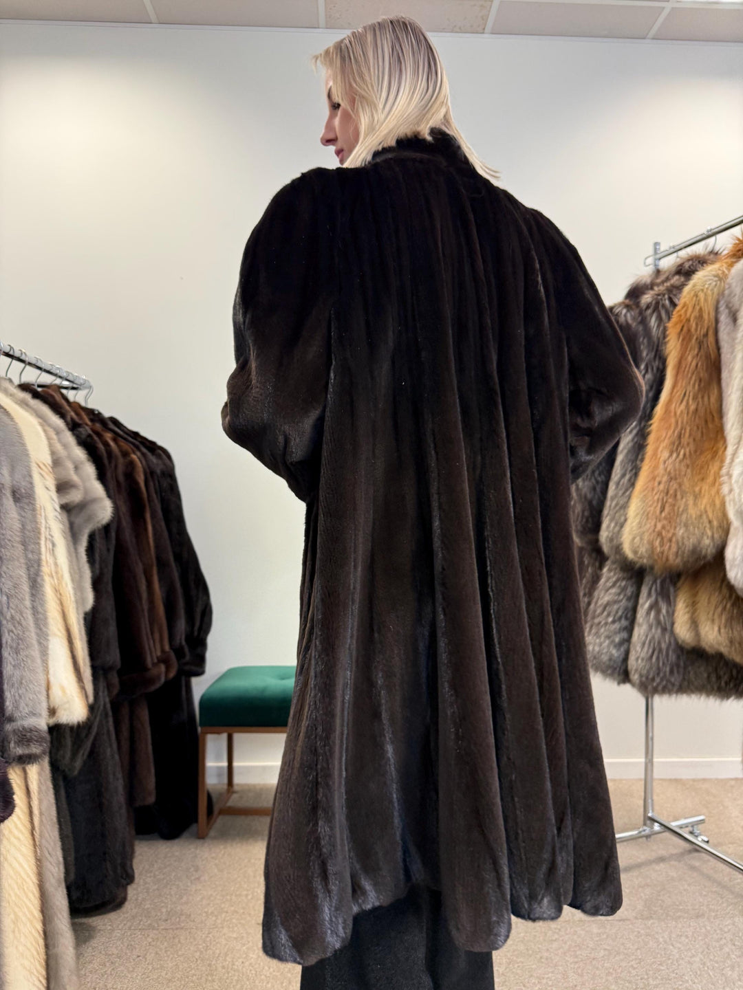 Sheared Mink Fur Coat, 4XL Size, Dark Brown Mink Coat, Swinger Mink Coat, Real Fur Coat, Vintage Fur Coat, Fur Coat Women, Mink Fur Coat