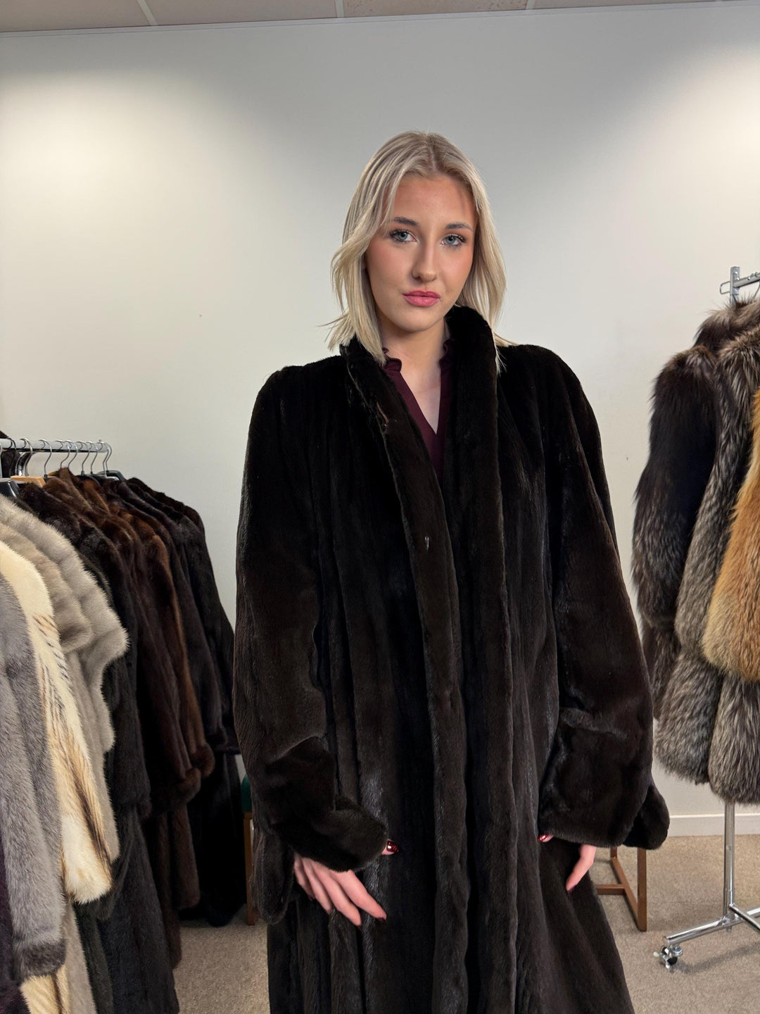 Sheared Mink Fur Coat, 4XL Size, Dark Brown Mink Coat, Swinger Mink Coat, Real Fur Coat, Vintage Fur Coat, Fur Coat Women, Mink Fur Coat