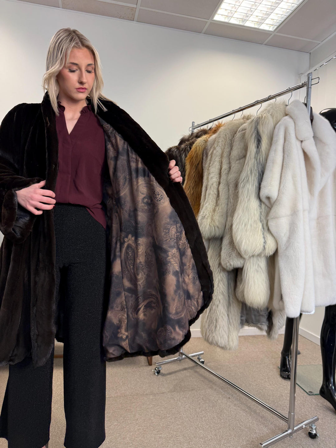 Sheared Mink Fur Coat, 4XL Size, Dark Brown Mink Coat, Swinger Mink Coat, Real Fur Coat, Vintage Fur Coat, Fur Coat Women, Mink Fur Coat