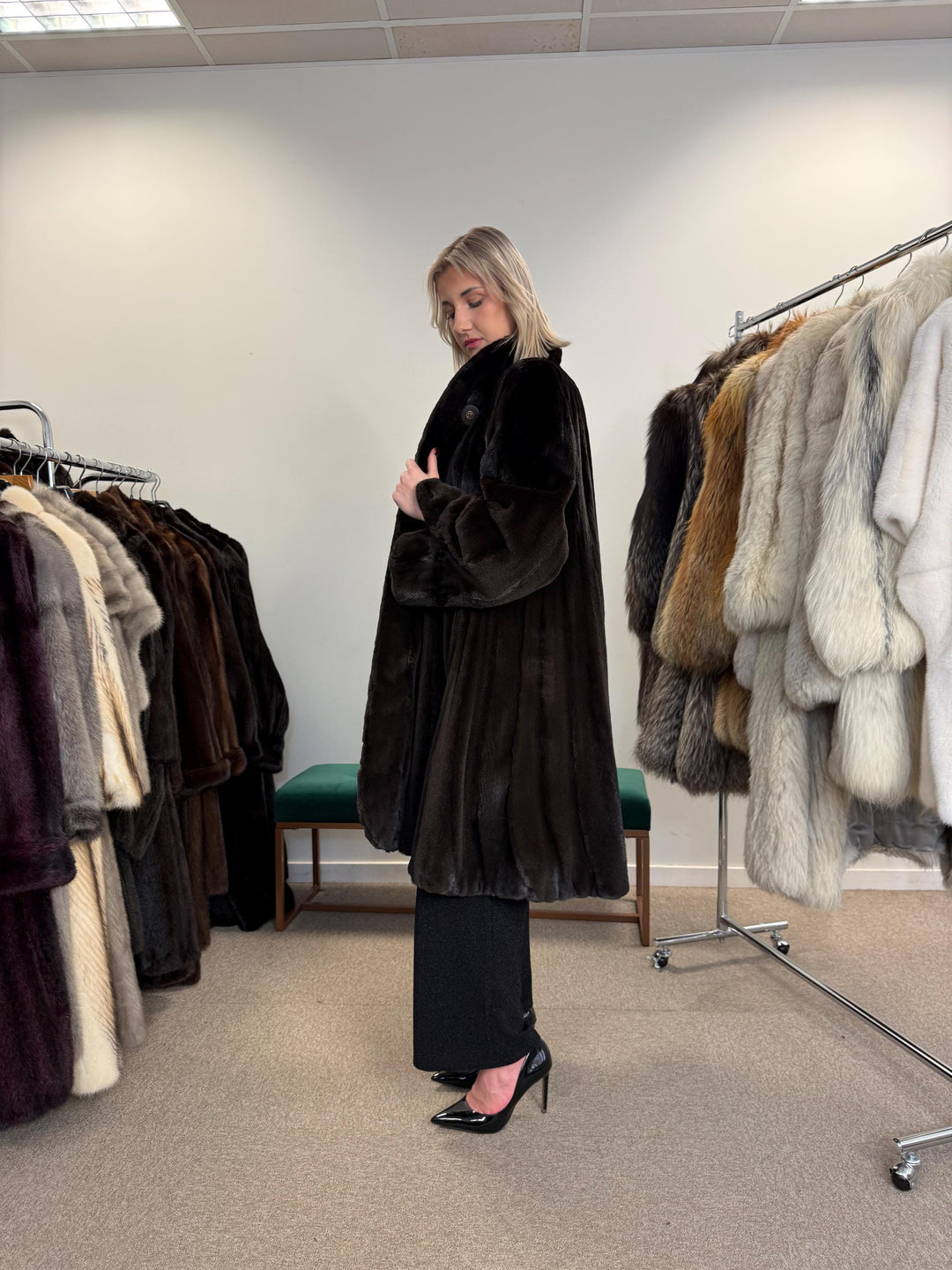 Sheared Mink Fur Coat, 4XL Size, Dark Brown Mink Coat, Swinger Mink Coat, Real Fur Coat, Vintage Fur Coat, Fur Coat Women, Mink Fur Coat