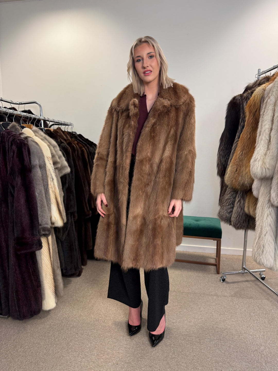 Light Brown Beaver Fur Coat, M/L Size, Beaver Coat, Real Fur, Women's Fur Coat, Vintage Fur Coat, Brown Fur Coat, Fur Coat Women, Large Coat