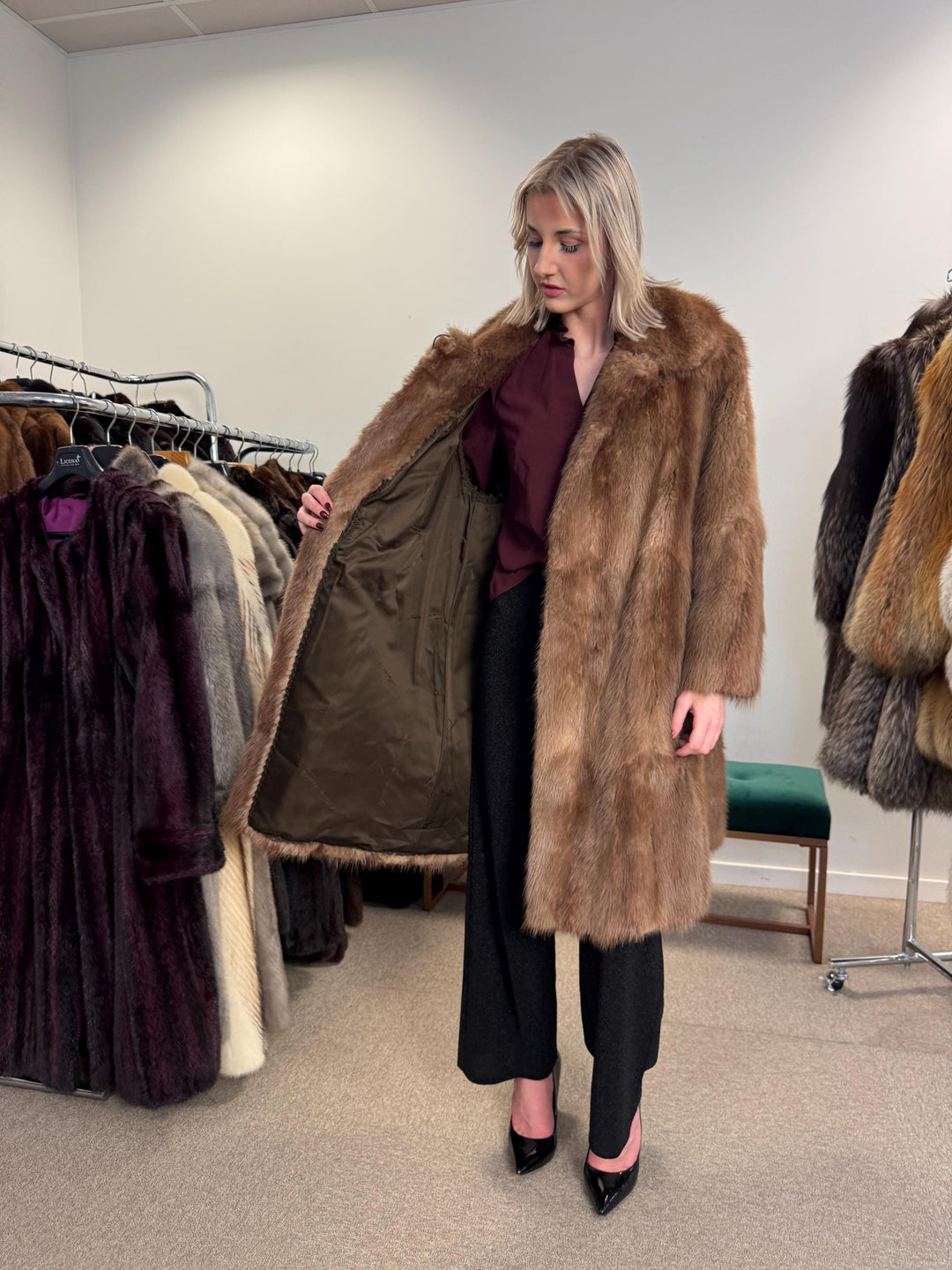 Light Brown Beaver Fur Coat, M/L Size, Beaver Coat, Real Fur, Women's Fur Coat, Vintage Fur Coat, Brown Fur Coat, Fur Coat Women, Large Coat