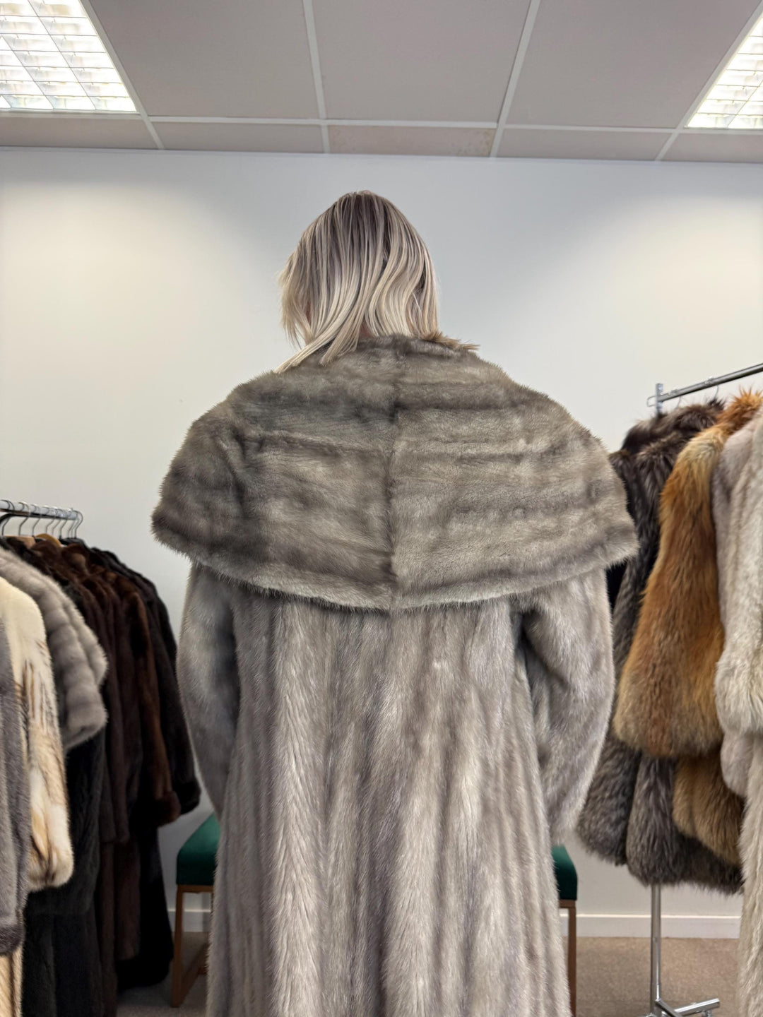 Grey Mink Fur Coat, XL Size, Luxury Fur Coat, Long Fur Coat, Real Mink Fur, Vintage Fur Coat, Women's Fur Coat, Grey Fur Coat, Fur Coat Mink