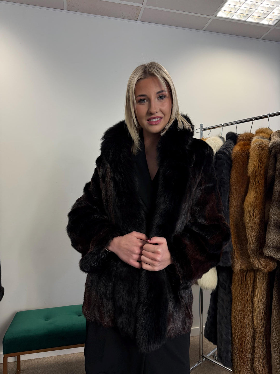 Mink Jacket with Fox Fur Collar, XS/S Size, Vintage Fur Coat, Real Fur Jacket, New Mink Fur Jacket, Women's Fur Coat, Brown Mink Jacket, Fur