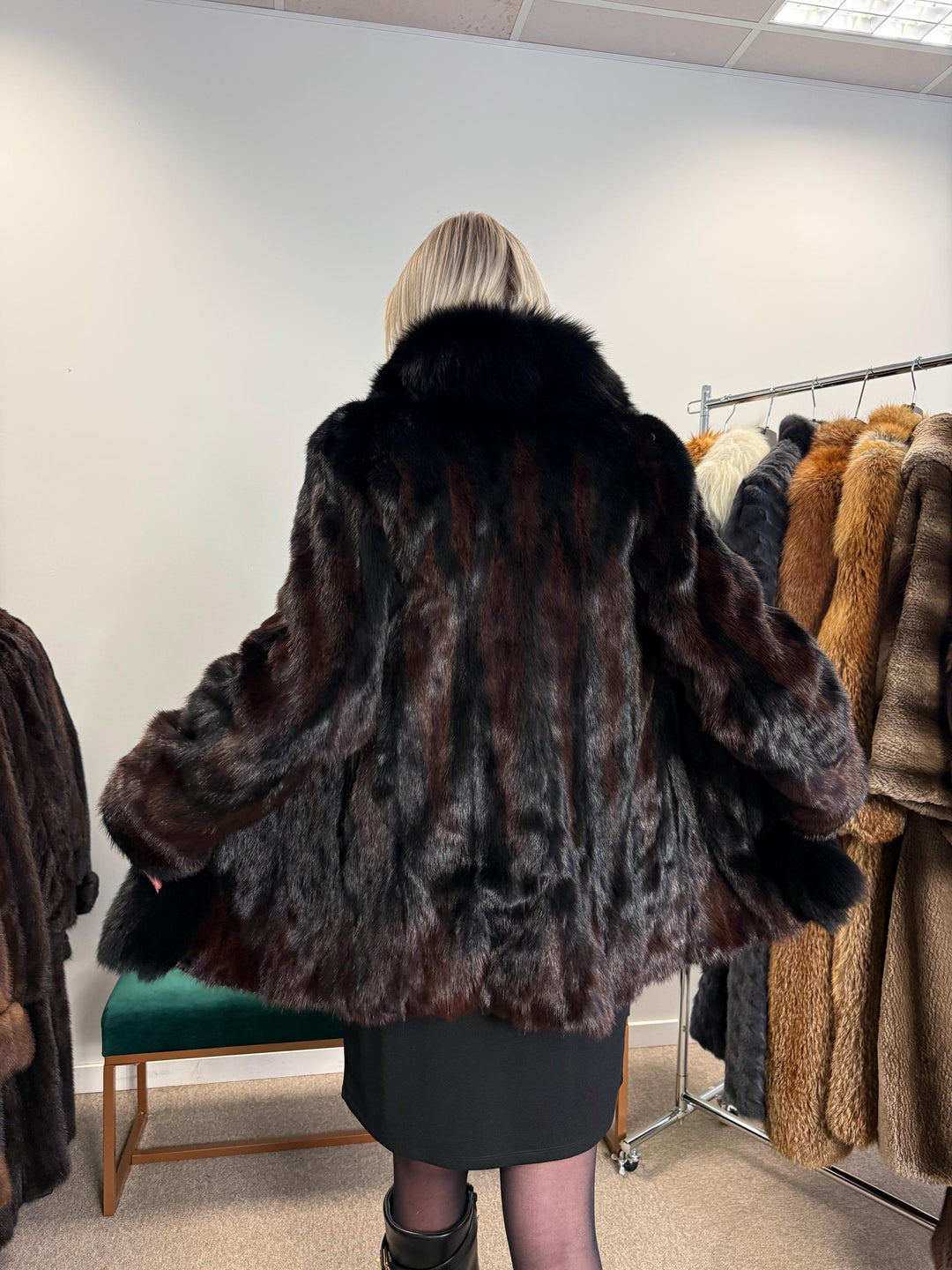 Mink Jacket with Fox Fur Collar, XS/S Size, Vintage Fur Coat, Real Fur Jacket, New Mink Fur Jacket, Women's Fur Coat, Brown Mink Jacket, Fur