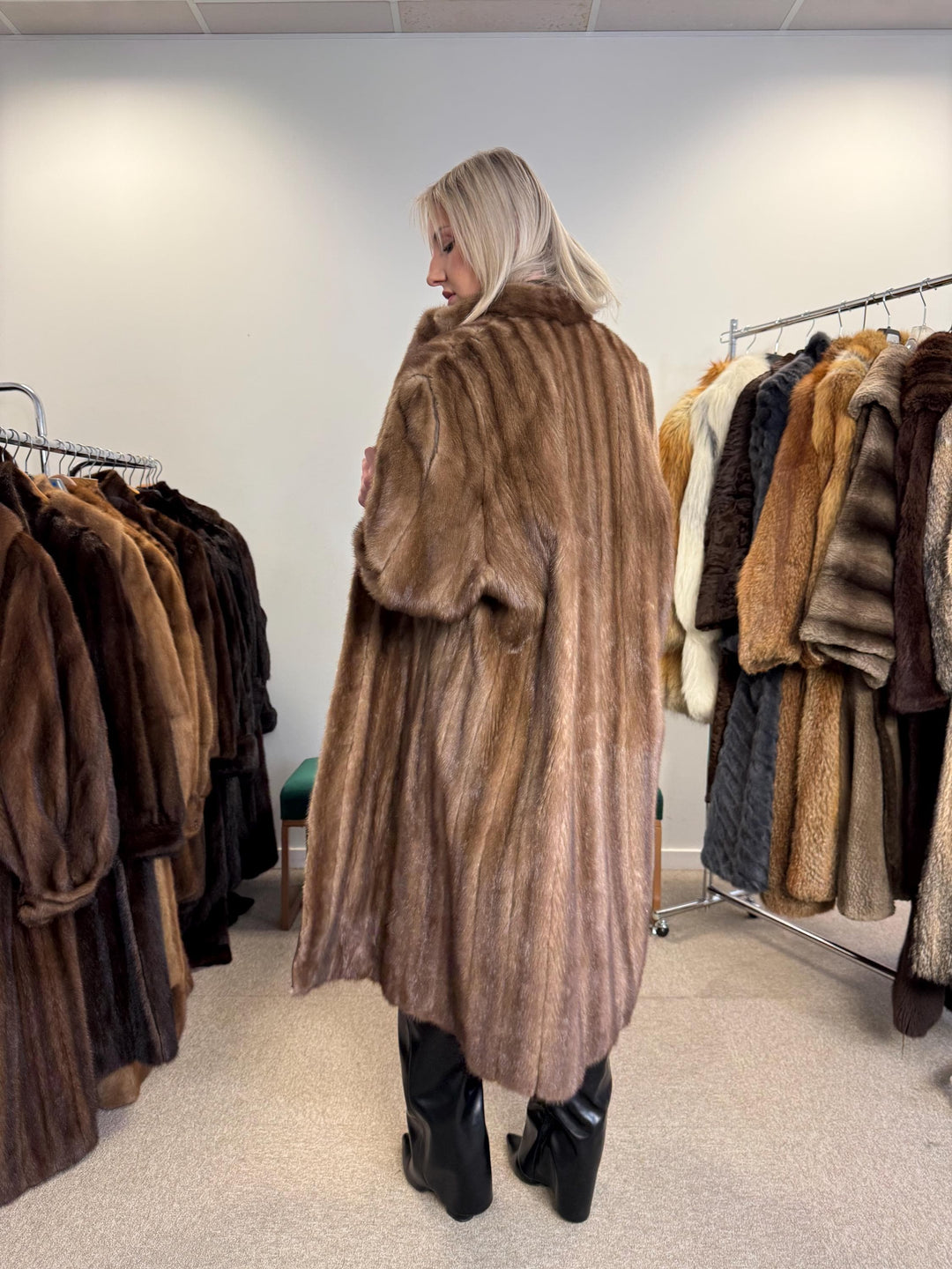 Long Pastel Mink Coat, Large Size, Vintage Fur Coat, Long Mink Coat, Thick Pastel Mink Coat, Women's Fur Coat, Mink Fur, Real Fur Coat, Long