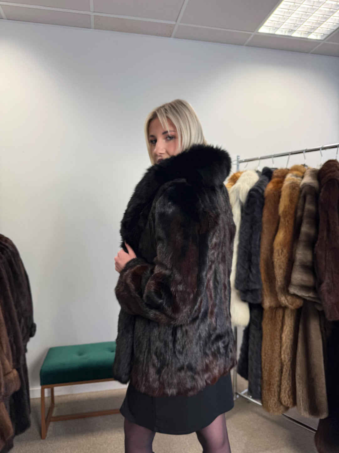 Mink Jacket with Fox Fur Collar, XS/S Size, Vintage Fur Coat, Real Fur Jacket, New Mink Fur Jacket, Women's Fur Coat, Brown Mink Jacket, Fur