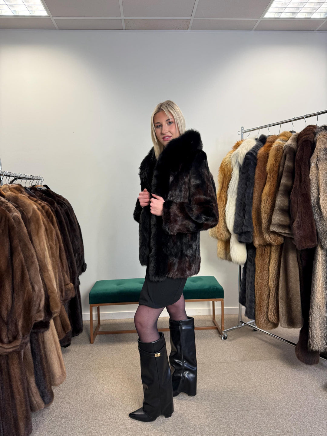 Mink Jacket with Fox Fur Collar, XS/S Size, Vintage Fur Coat, Real Fur Jacket, New Mink Fur Jacket, Women's Fur Coat, Brown Mink Jacket, Fur