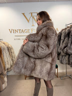 Crystal Fox Fur Jacket, Medium, Fluffy