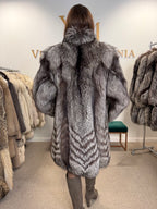 Silver Fox Fur Coat, Medium, Trimmed, Luxury