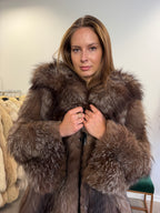 Silver Fox Fur Coat, Full Length, Size M