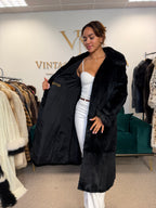 Black Sheared Rabbit Fur Coat, Small, Full Length