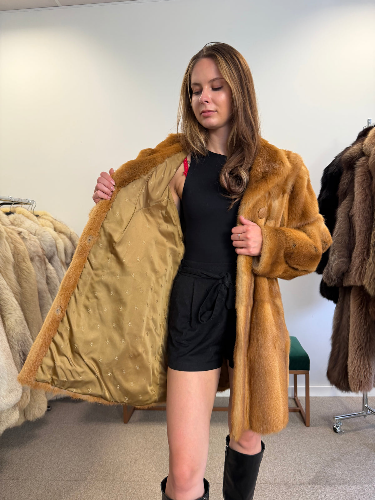 MGolden Mink Fur Jacket, Large, Special Style