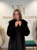 Dark Brown Mink Fur Coat, L/XL, Full Length