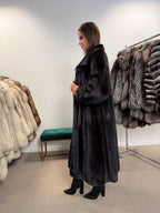 Mink Fur Coat, Dark Brown, Full Length, Size XL