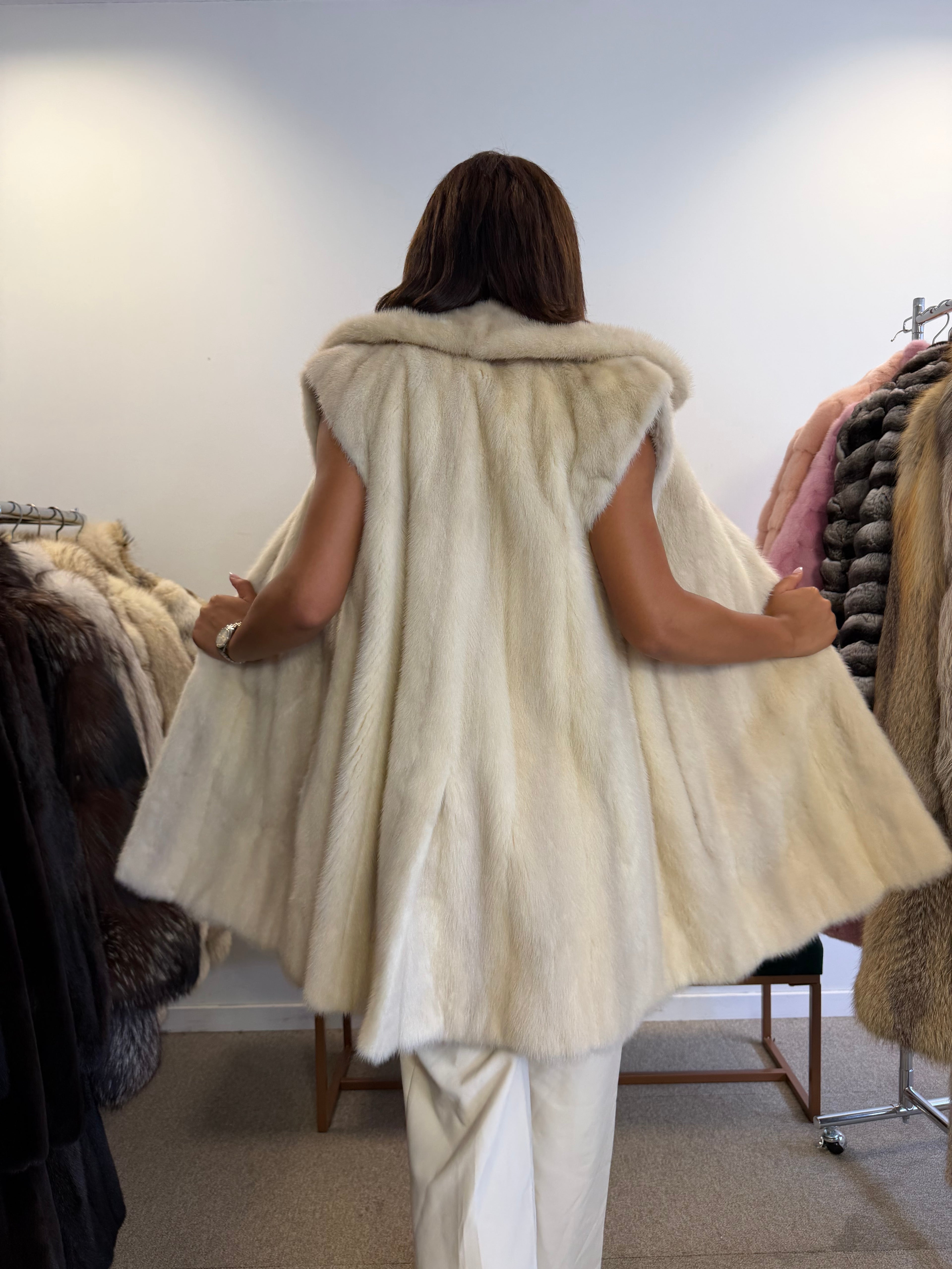 White Mink Fur Vest, Size M