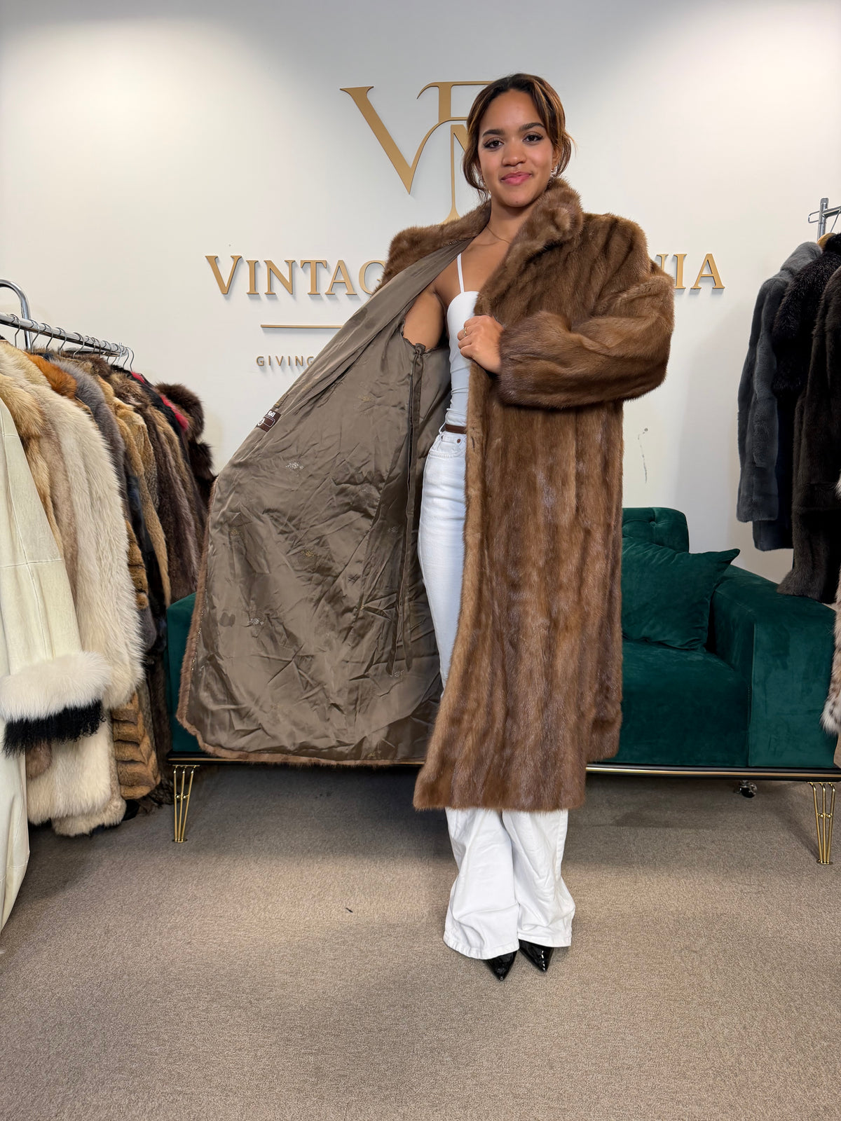 Pastel Mink Fur Coat, XL, SAGA