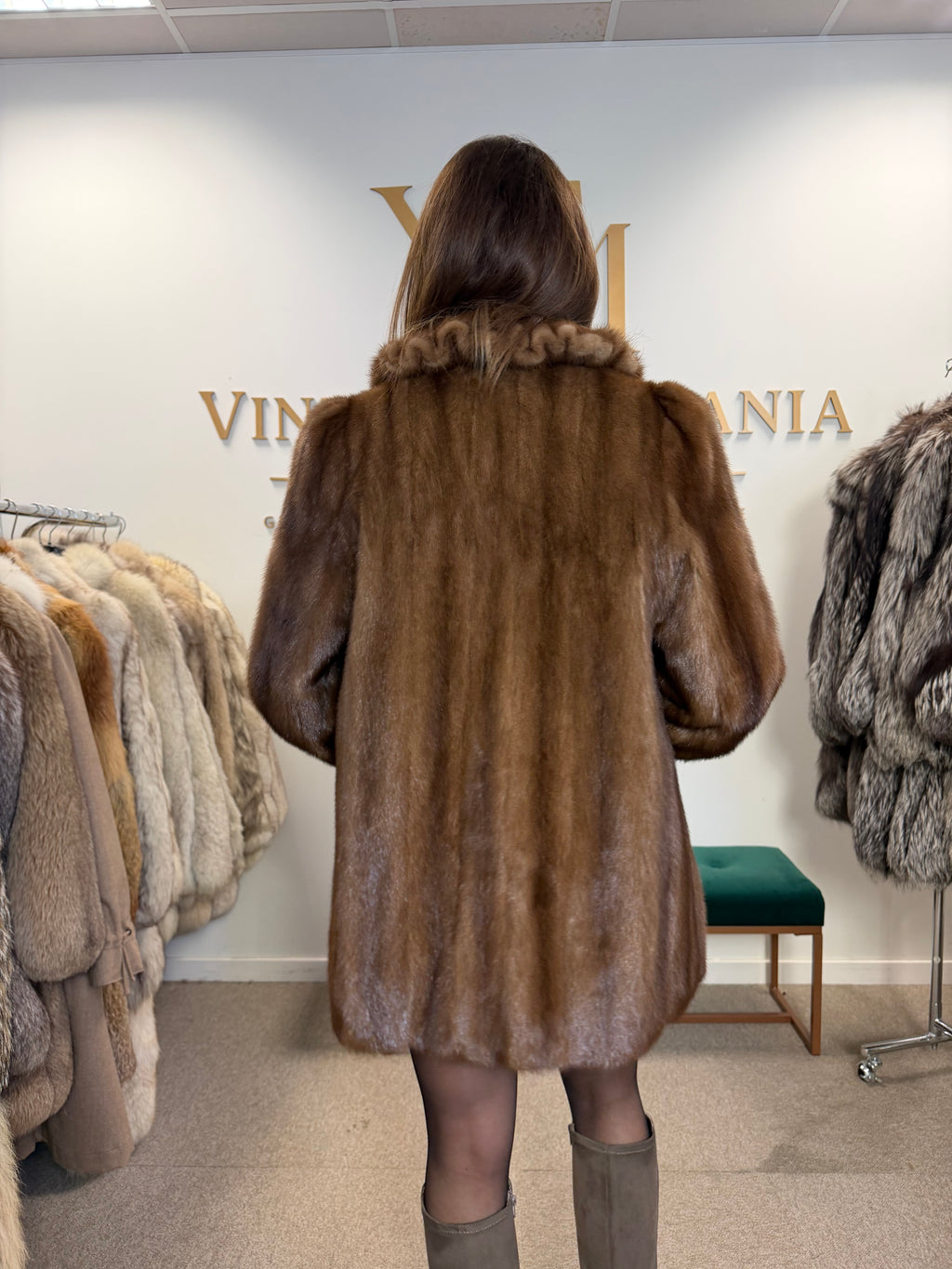 Pastel Mink Fur Jacket, Medium, Luxury Collar