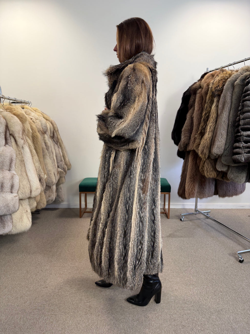 Coyote Fur Coat, Medium, Full Length