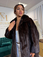 Dark Brown Blackglama Mink Fur Coat, Large, Pelz Aachen Germany