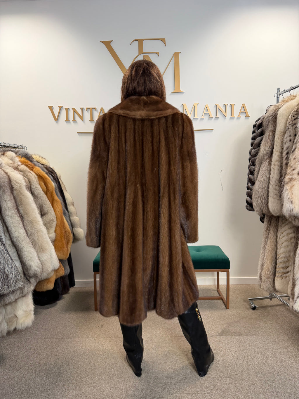 Pastel Brown Mink Fur Coat, Oversized, Fits up to 5XL, Rare