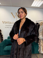 Dark Brown SAGA Mink Fur Coat, Medium