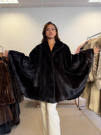 Mink Fur Cape, Black Butterfly, One Size