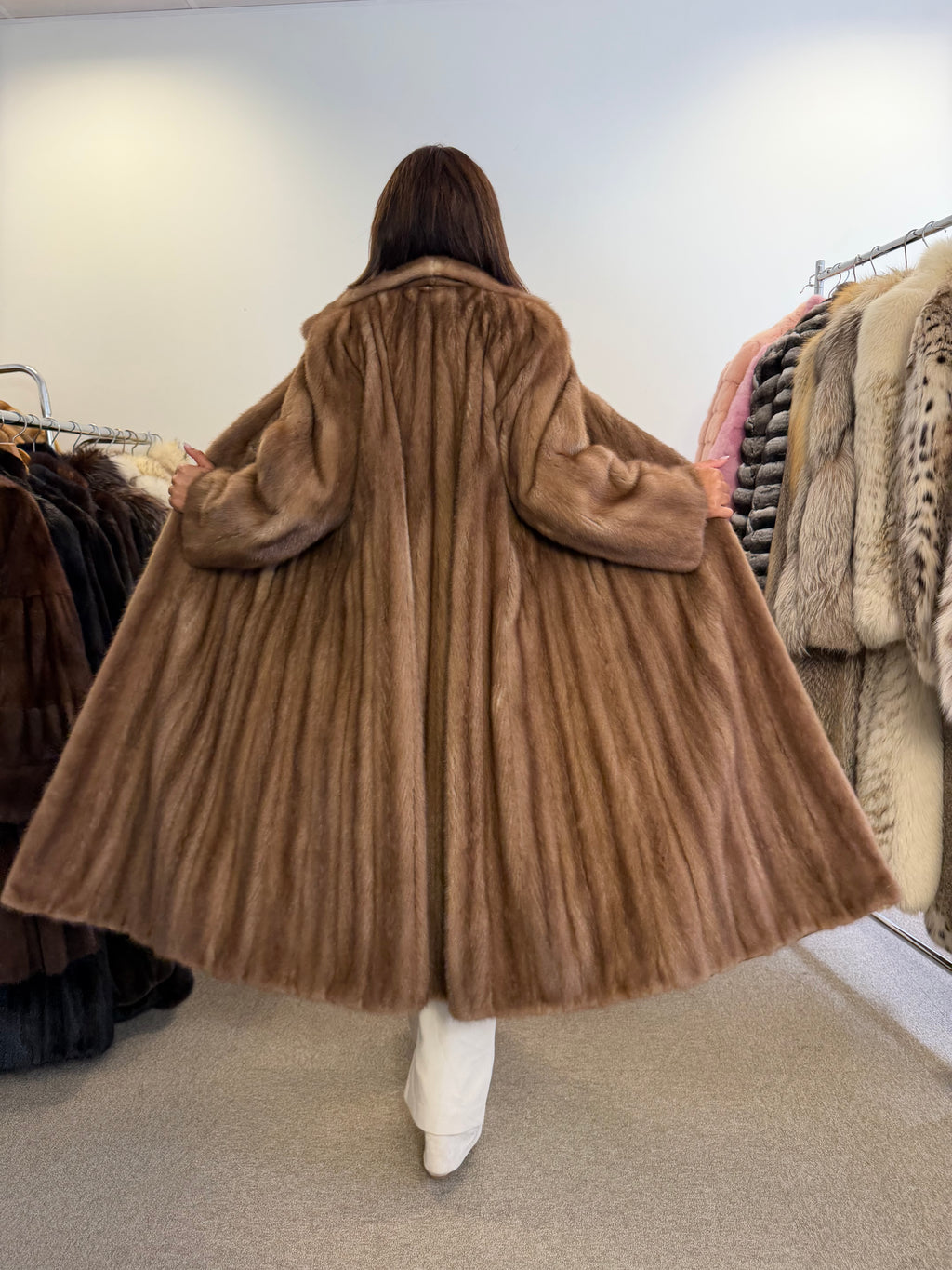 Luxury Mink Fur Coat, Pastel Swinger, Full Length, XL