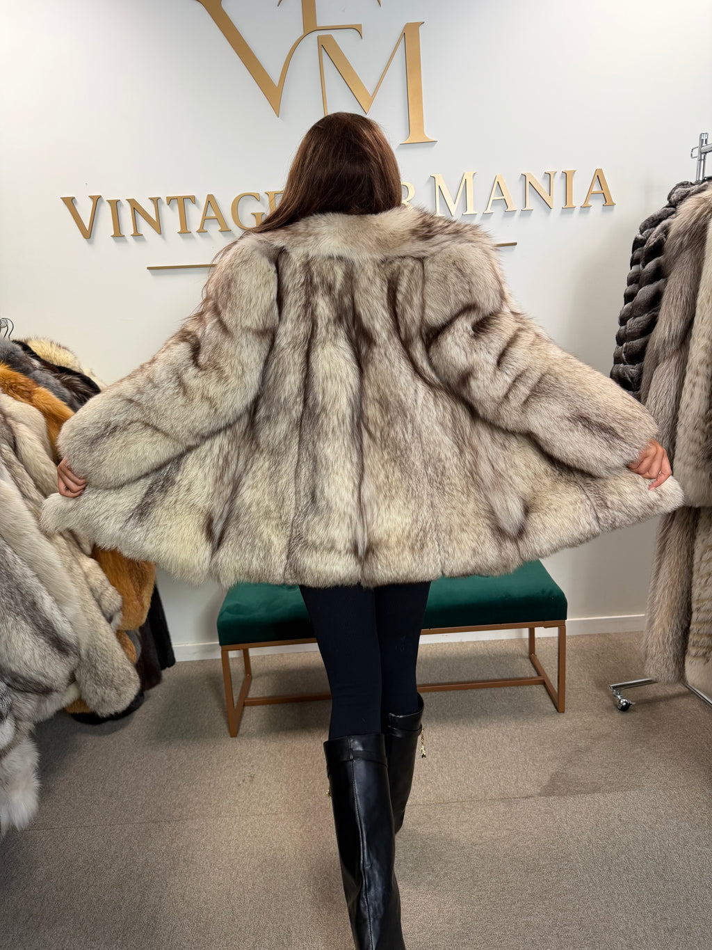White Fox Fur Jacket, Short, Small