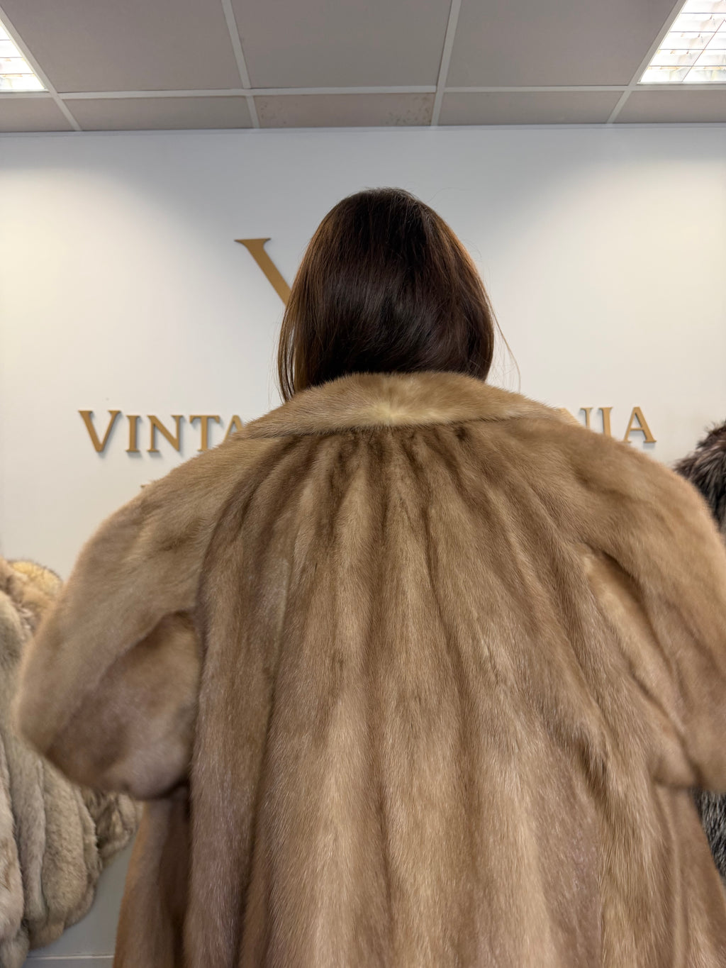 Pastel Mink Fur Jacket, Light Beige, 3XL