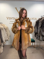 Red Fox Fur Coat, Large, Hooded