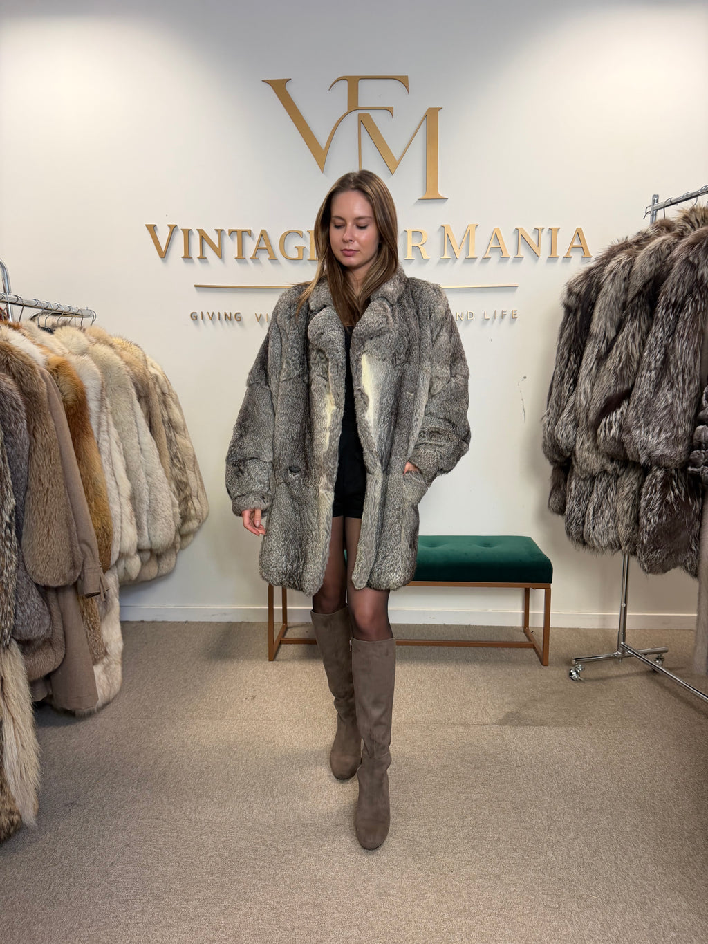 Rabbit Fur Jacket, Medium, Thick & Soft