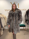 Silver Fox Fur Coat, Large, SAGA, Swinger, Trimmed