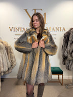Grey Fox Fur Jacket, Medium, Golden Lining