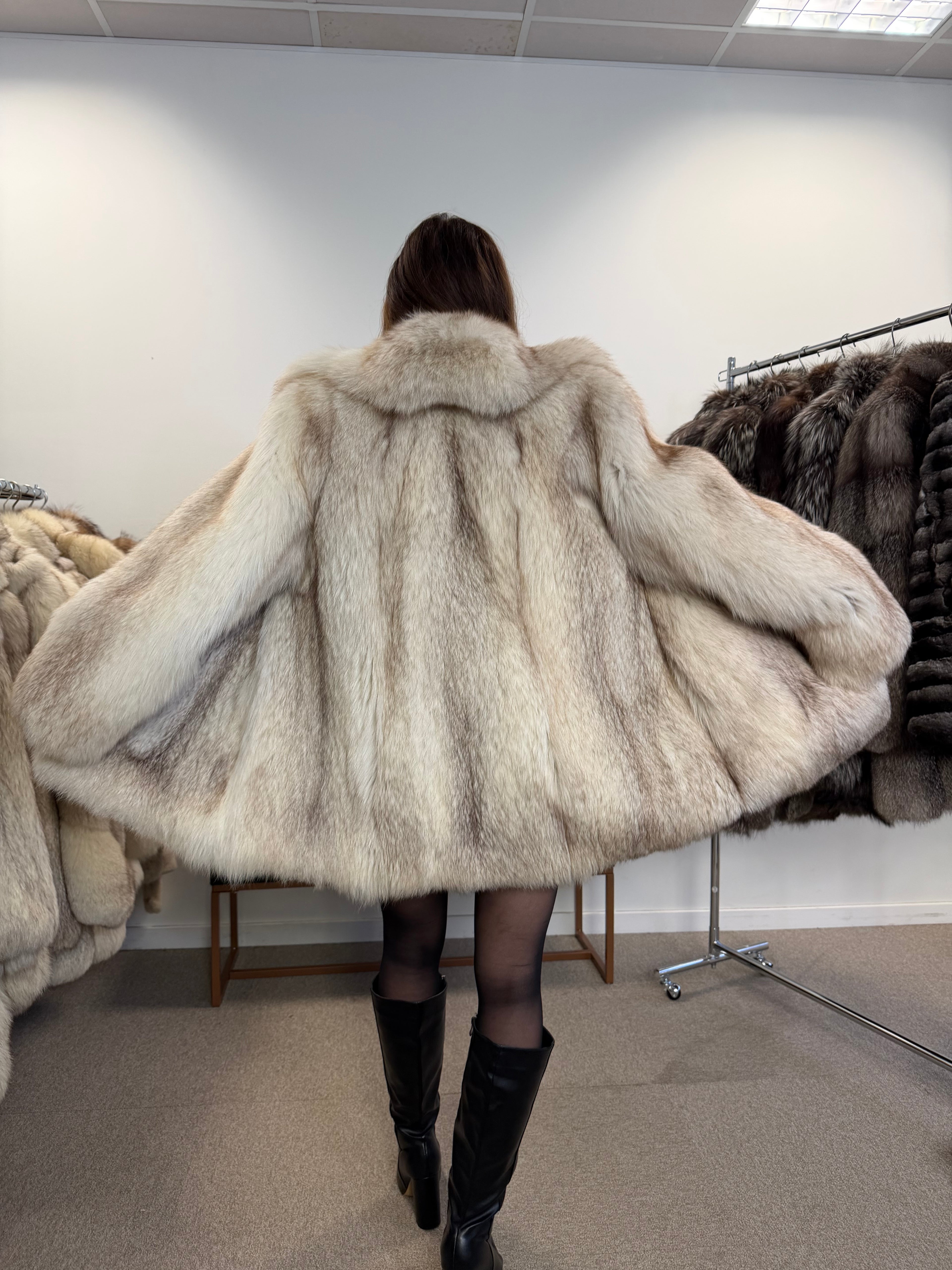 White Fox Fur Jacket, Luxury Quality - M size